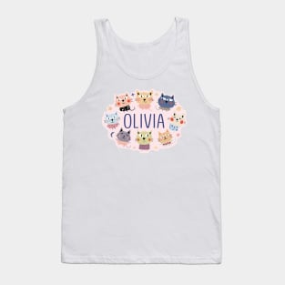 Olivia name with cartoon cats Tank Top